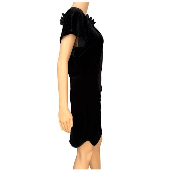 BCBGeneration Velour Ruched Pleated Neckline Mini Dress Womens XS Black Stretch - Picture 15 of 16